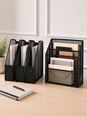 Mind Reader 3 Tier Mesh File Organizer & 3 Pen+Gear Magazine Holders NWOT